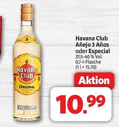 Havana Club Añejo 3 Años oder Especial 0,7 l Flasche