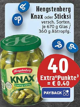 Hengstenberg Knax oder Sticksi - verschiedene Sorten