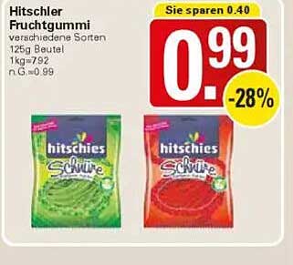 Hitschler Fruchtgummi verschiedene Sorten 125g Beutel