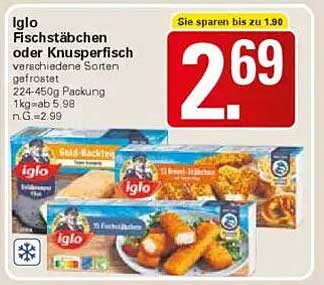 Iglo Fischstäbchen oder Knusperfisch - verschiedene Sorten gefrostet