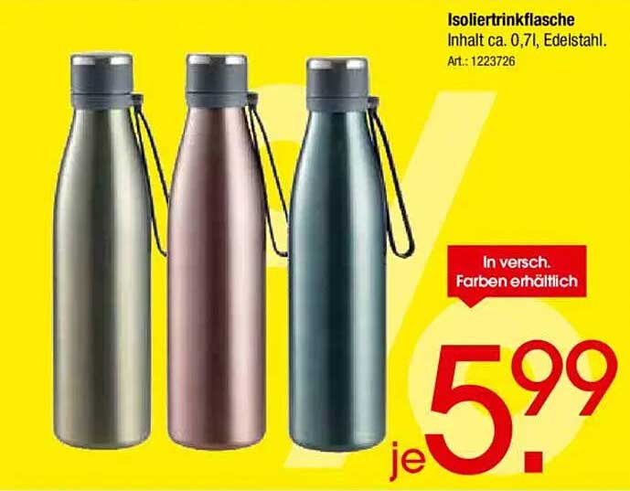Isoliertrinkflasche 0,7l - Edelstahl in verschiedenen Farben