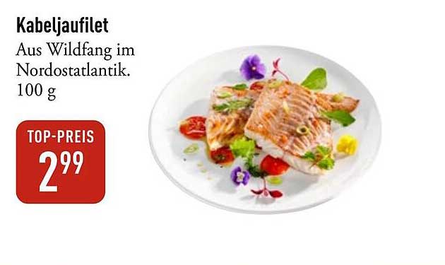 Kabeljaufilet aus Wildfang im Nordostatlantik - 100 g