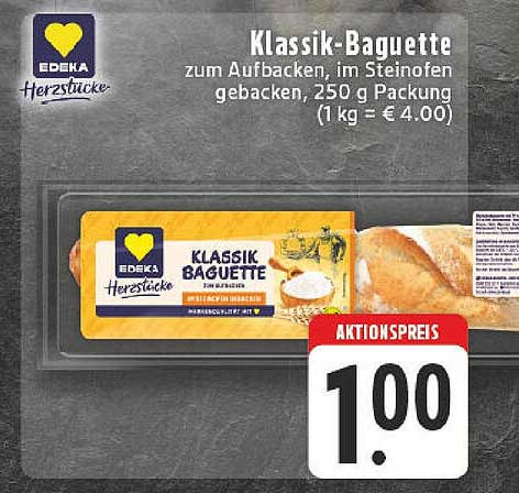 Klassik-Baguette zum Aufbacken, im Steinofen gebacken, 250 g Packung