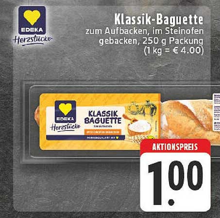 Klassik-Baguette zum Aufbacken, im Steinofen gebacken, 250 g Packung