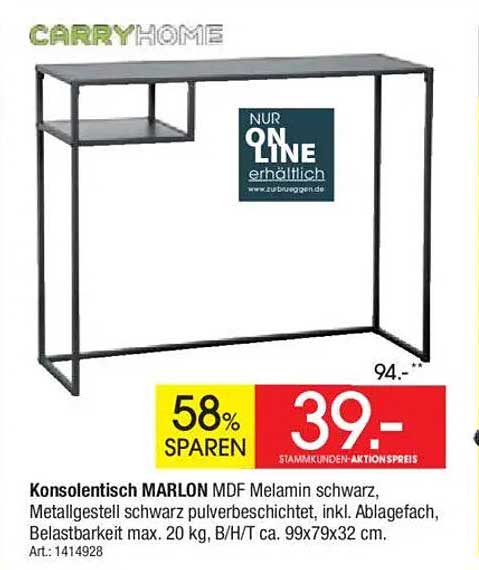 Konsolentisch MARLON MDF Melamin schwarz