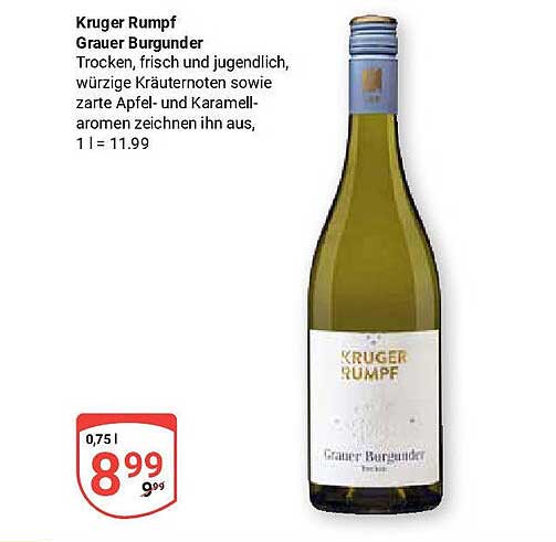 Kruger Rumpf Grauer Burgunder 0,75 l
