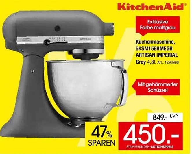 Küchenmaschine, 5KSM156HMEGR ARTISAN IMPERIAL Grey 4,8l
