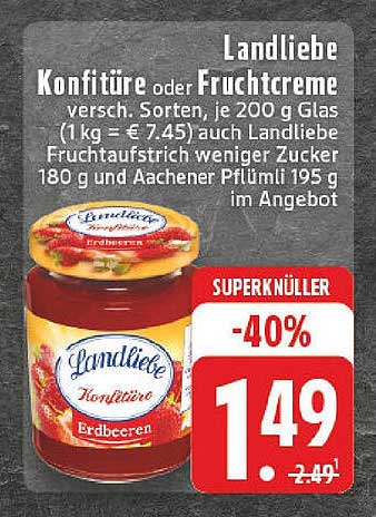 Landliebe Konfitüre oder Fruchtcreme – verschiedene Sorten im Angebot