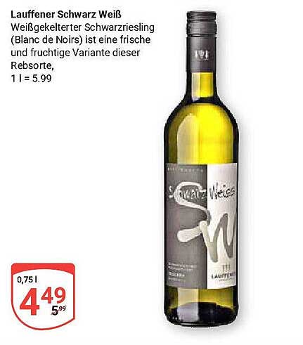 Lauffen schwarz weiß Weißgekelterter Schwarzriesling (Blanc de Noirs)