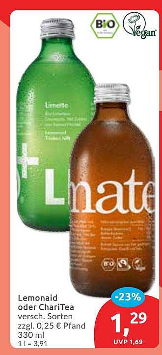 Lemonaid oder ChariTea – Verschiedene Sorten 330 ml