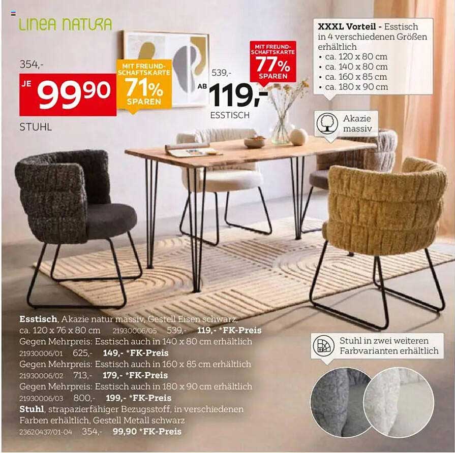 LINEA NATURA Esstisch und Stühle