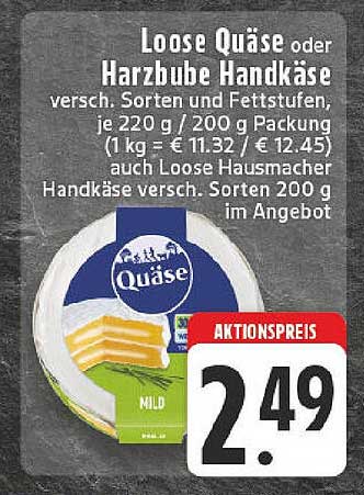 Loose Quäse oder Harzbube Handkäse – verschiedene Sorten und Fettstufen