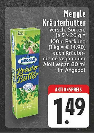 Meggle Kräuterbutter 100 g Packung – Aktionspreis