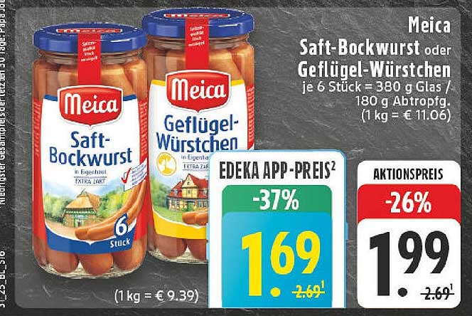 Meica Saft-Bockwurst oder Geflügel-Würstchen 6 Stück