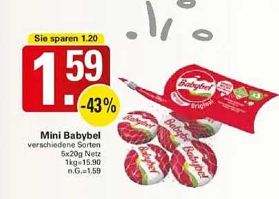 Mini Babybel verschiedene Sorten 5x20g Netz