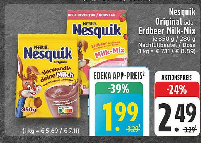Nesquik Original oder Erdbeer Milk-Mix 350g/280g - Genuss für die ganze Familie