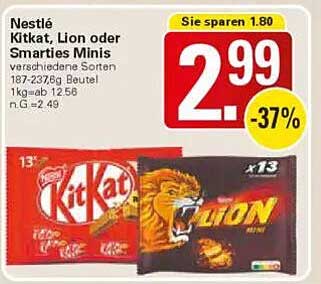 Nestlé Kitkat, Lion oder Smarties Minis