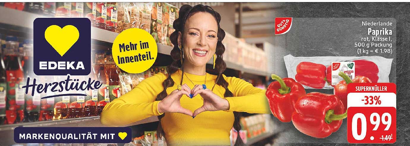 Niederlande Paprika rot, Klasse I, 500 g Packung