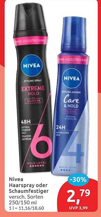 Nivea Haarspray oder Schaumfestiger versch. Sorten 250/150 ml