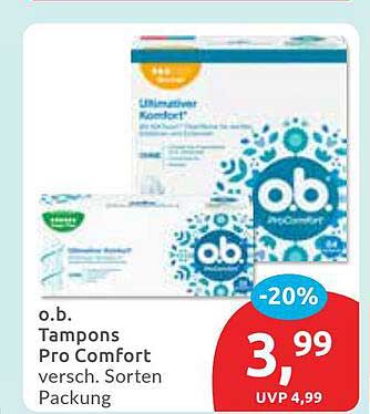 o.b. Tampons Pro Comfort, verschiedene Sorten
