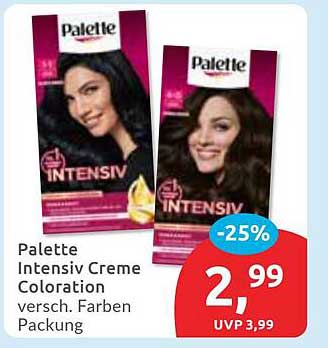 Palette Intensiv Creme Coloration - 25% Rabatt auf verschiedene Farben