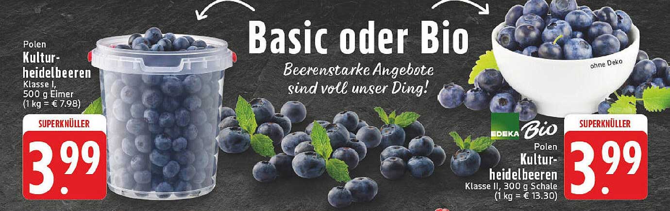 Polen Kulturheidelbeeren Klasse I, 500 g Eimer (1 kg = € 7,98)