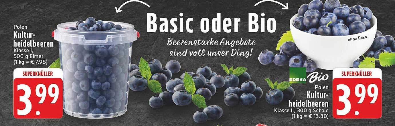 Polen Kulturheidelbeeren Klasse I, 500 g Eimer für nur 3,99 €