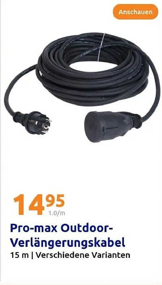 Pro-max Outdoor-Verlängerungskabel 15 m