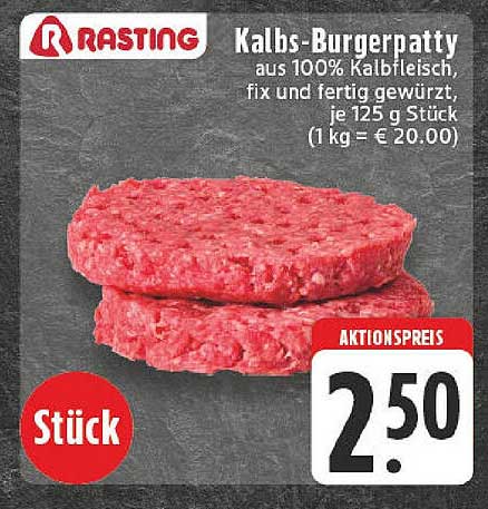 Rasting Kalbs-Burgerpatty - 100% Kalbfleisch, fix und fertig gewürzt