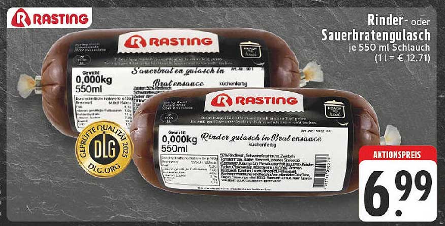 Rinder- oder Sauerbraten-Gulasch je 550 ml Schlauch