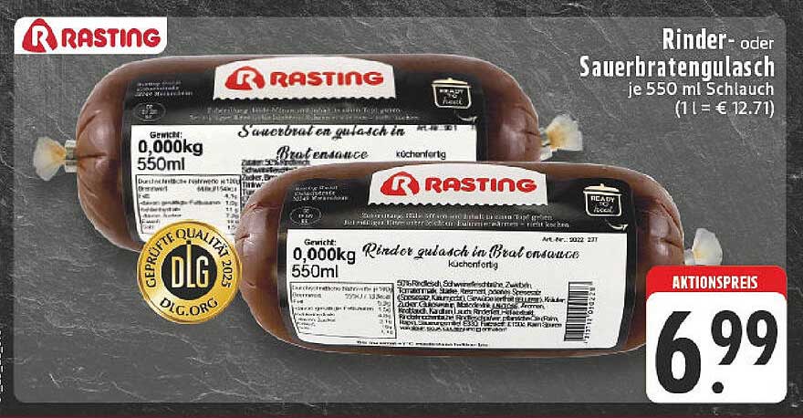 Rinder- oder Sauerbratengulasch je 550 ml Schlauch