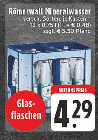 Römerwall Mineralwasser 12 x 0,75 l Kästen