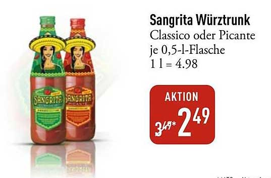 Sangrita Würztrunk Classico oder Picante je 0,5-1-Flasche