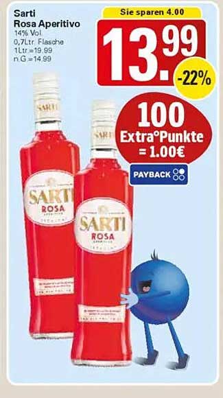 Sarti Rosa Aperitivo - 0,7l Flasche zum Sonderpreis
