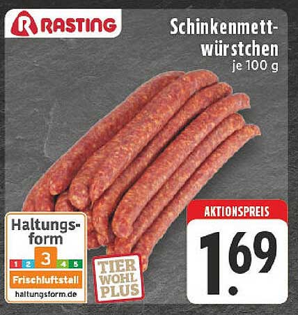 Schinkenmettwürstchen je 100 g