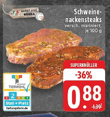 Schweinenackensteaks, verschieden mariniert, je 100 g