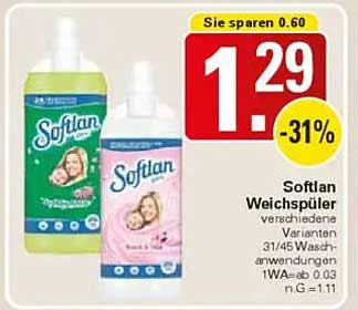 Softlan Weichspüler verschiedene Varianten 31/45 Wasch-anwendungen