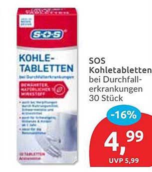 SOS Kohletabletten bei Durchfallerkrankungen 30 Stück