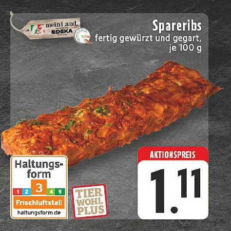 Spareribs - fertig gewürzt und gegart, je 100 g