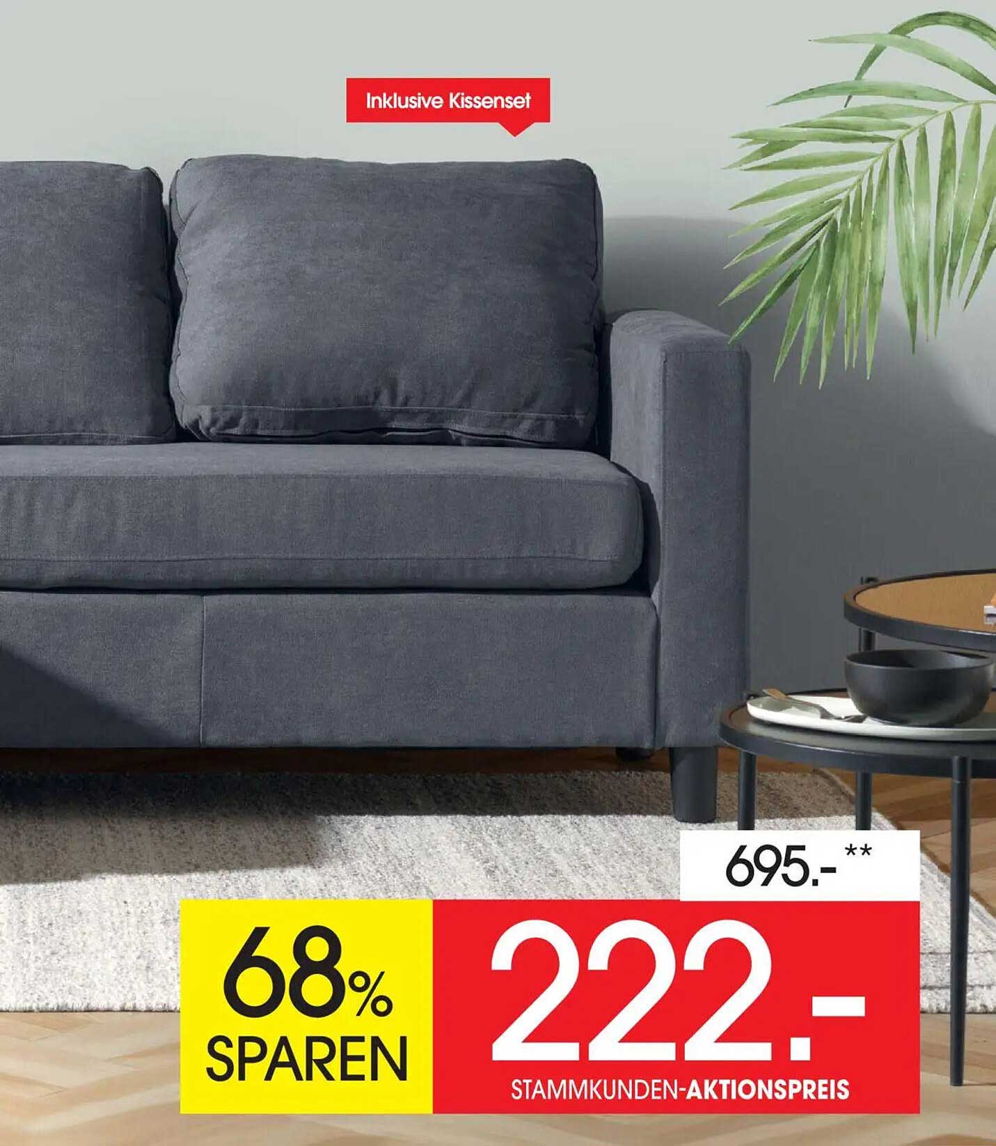 Stammkunden-Aktionspreis für das elegante Sofa mit Kissen-Set