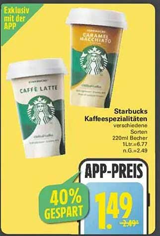Starbucks Kaffeespezialitäten 220ml Becher - Caffé Latte und Caramel Macchiato