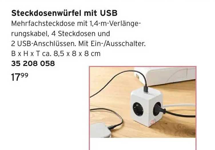 Steckdosenwürfel mit USB