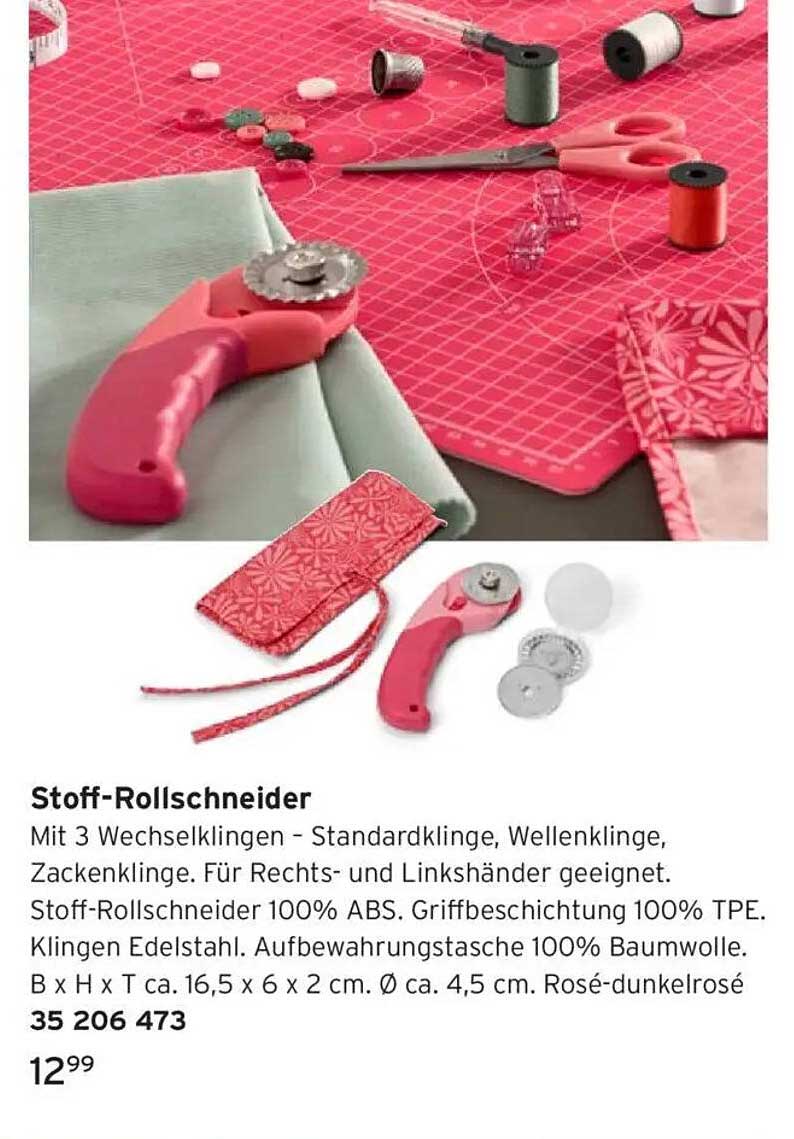 Stoff-Rollschneider mit 3 Wechselklingen