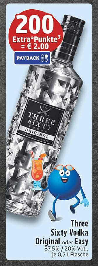 Three Sixty Vodka Original oder Easy 0,7 L Flasche
