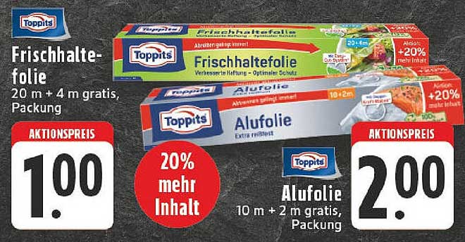 Toppits Frischhaltefolie und Alufolie – Aktionspreise!