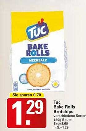 Tuc Bake Rolls Brotsnacks - Meersalz