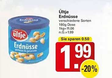 Ültje Erdnüsse verschiedene Sorten 180g Dose