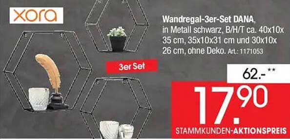 Wandregal-3er-Set DANA in Metall schwarz