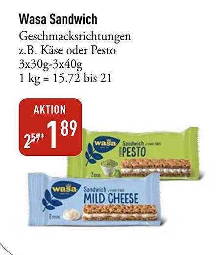 Wasa Sandwich – Geschmacksrichtungen z.B. Käse oder Pesto