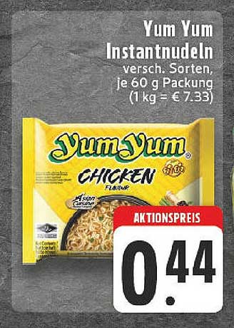 Yum Yum Instantnudeln – verschiedene Sorten, 60 g Packung